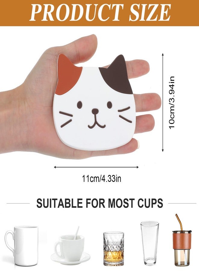 Nogeqi 6 Pcs Cat Coasters, Silicone Cute Coasters Easy to Clean, Fun Coaster Non Slip Hot Pads for Drinks Home Gift, Coffee Table Dinning Room Decorations Decor for Cat Lovers - Image 3